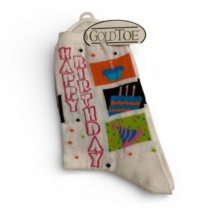 Gold Toe Happy Birthday Party Socks - White base and Multicolor design! New